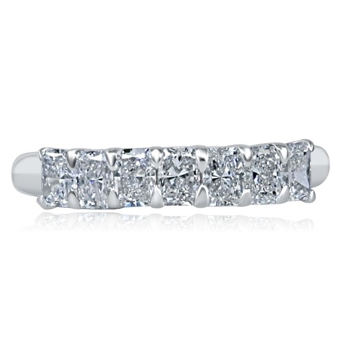 Bracelet de mariage diamant cultivé en laboratoire taille rayonnante 1,00 ct or blanc 14 carats 7 pierres - Photo 5 sur 19
