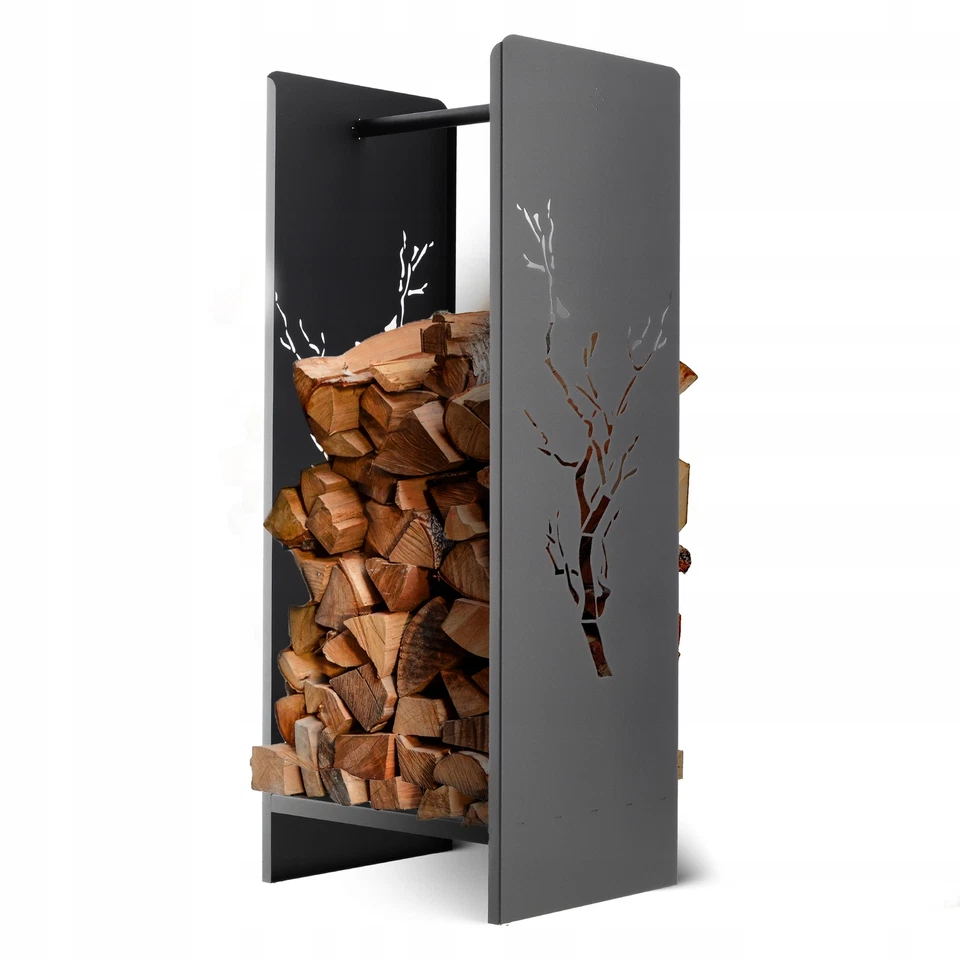 KADAX Kaminholzgestell, aus Stahl, schwarzer Kaminholzhalter, 30x35x90 cm