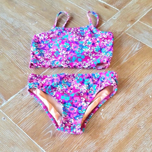 Ctrwcuts Girls 2 Piece Tankini Bikini Swimsuit Purple Floral Size 6-7 NWT