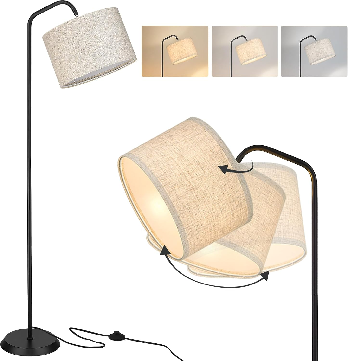 Modern Floor Lamp with 3 Color Temperatures and USB Port for Living Room-image
