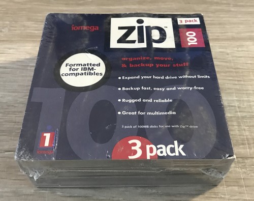 NEW - SEALED - 3 Pack Iomega Zip 100 - IBM Compatible Formatted Media - 第 1/4 張圖片
