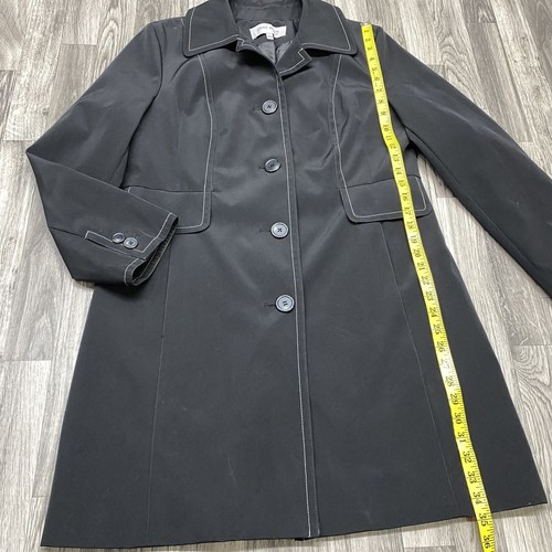 ANNE KLEIN Button Down Collar Black Softshell Trench Coat Women's Size Large - Picture 7 of 12