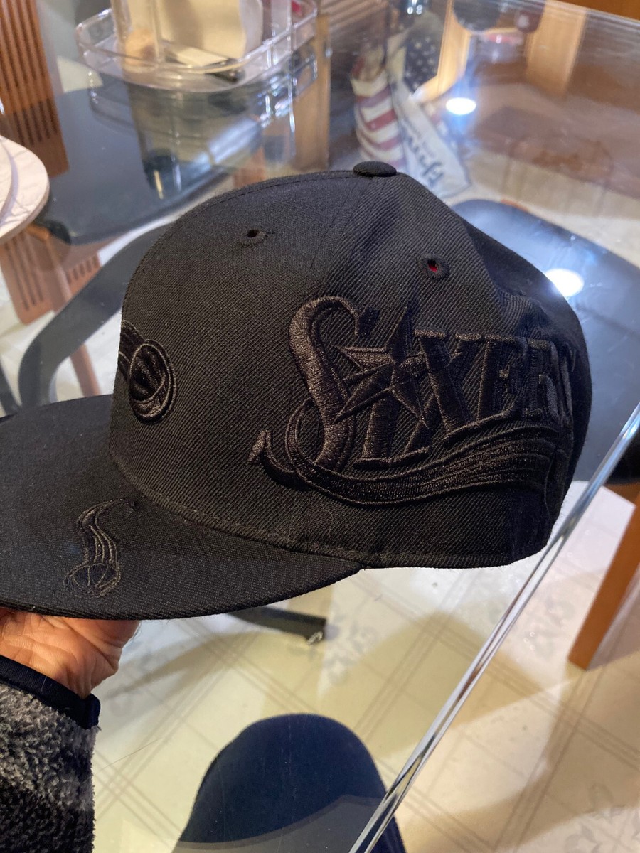 100% WOOL embroidered black PHILADELPHIA 76ers ballcap hat Philly