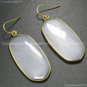 Authentic Natural Gemstone Sliced Healing Reiki Chakra Pendant 18k Gold Plated Earrings