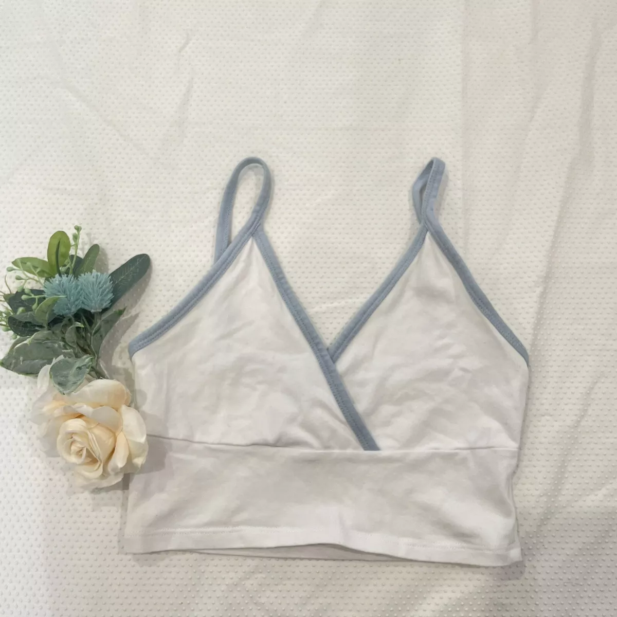 Brandy Melville Blue and White Amara Tank Top (One Size)