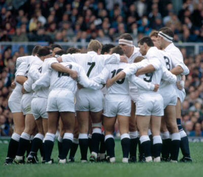 The England rugby union team prior to their match against Fiji at - Old Photo