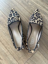 Franco Sarto Studio Leopard Print Calf Hair Leather Loafers size 7.5 M