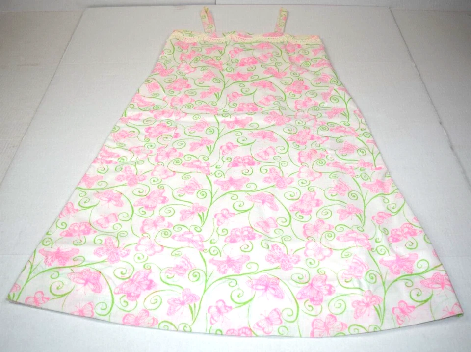 Vestido Solero Vintage Liza por Lilly Pulitzer Talla 11/12 Años 70 Rosa Primavera Mariposas Foto 4 de 4