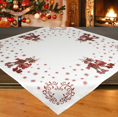 ''Christmas Funny Deer'' Printed Vintage Table Cover  Topper 08573-100
