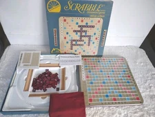 Scrabble Crossword Game Deluxe Ed Turntable 1982 Selchow & Righter Complete