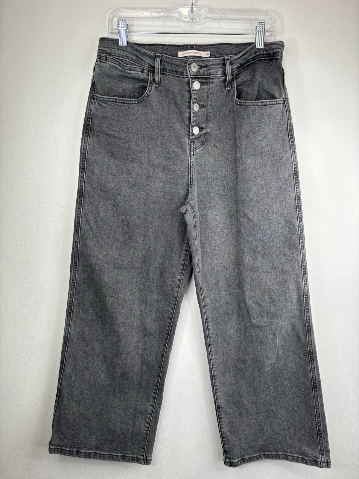 Levi’s Jeans Mile High Cropped Wide Leg Women’s Button Fly Size 30 Black 31x26
