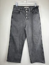 Levi  s Jeans Mile High Cropped Wide Leg Women  s Button Fly Size 30 Black 31x26