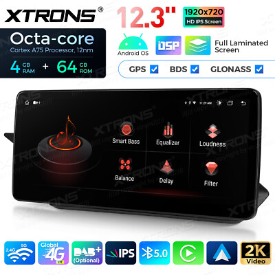 8Core 4G LTE Android 14 4+64GB Car 12.3'' Screen GPS For Benz E-Class W212 S212