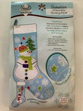 Needle Creations Snowman Embroidery Stocking Stamped Panel Christmas