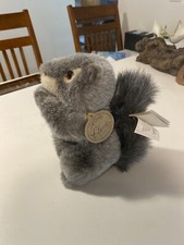 7  Classic Aurora Vintage Hand Crafted Plush Squirrel Stuffed Animal Gray NWT