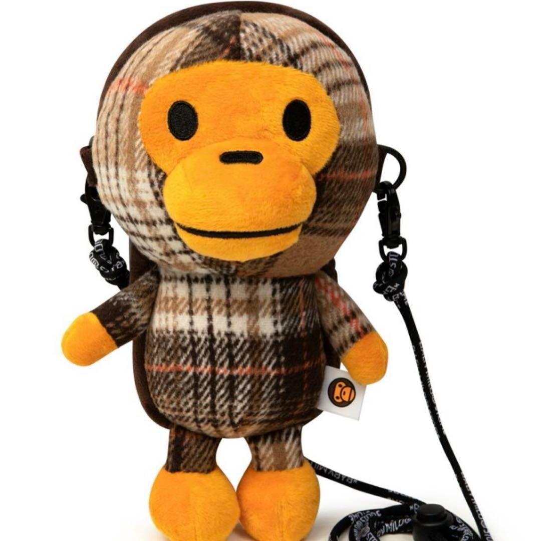 BAPE A BATHING APE BABY MILO CHECK MOBILE BAG shoulder check fabric new