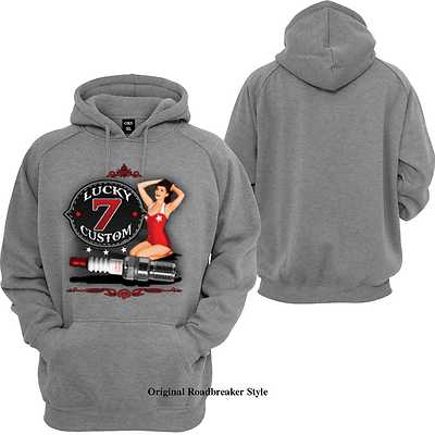 Kapuzenpullover/Hoody grau  Biker Chopper&Old Schoolmotiv Modell Lucky 7 Spark