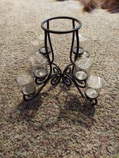 Black wrought iron 8 Candle candelabra ,decorative center For 9th Lrg Candle