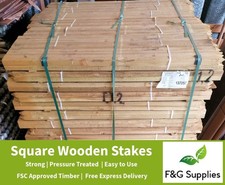 Square Wooden Tree Stakes - 20 x 1.2m (4ft) tall x 32mm wide pressure treated