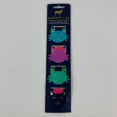 Dabney Lee Cat Bookmarks Page Markers Magnetic Small Set of Four Multicolor
