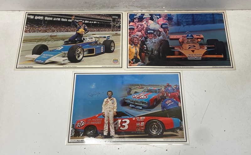 Racing Photo Print Lot SportStar Petty Sneva Johnny Rutherford 3 Pcs 1970s