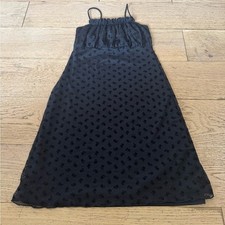 Nasty Gal Collection Black Mesh Flocked Floral Mini Dress Empire Size 0 (753)