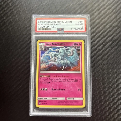 2019 Pokemon Team Up Alolan Ninetales Holo 111/181 PSA 8