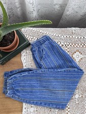 Vintage 90s Healthtex Striped Elastic Waist Denim Jeans Kids 7 Made in USA