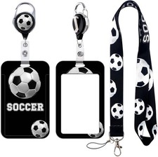 Soccer Lanyard with ID Badge Holder Sports Neck Strap Lanyard for Keys with R...