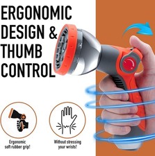 BIBURY Garden Hose Pipe Spray Gun Set with Connector, 10 Settings - Orange/Grey