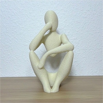 BIGGER THAN USUAL SOLD ON EBAY Beige Abstract Human Figure Resin Figurine Matte