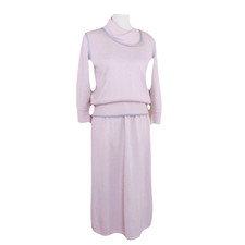 Vintage Knit Skirt Set Pink Long Sleeve Midi Pull On Skirt Small