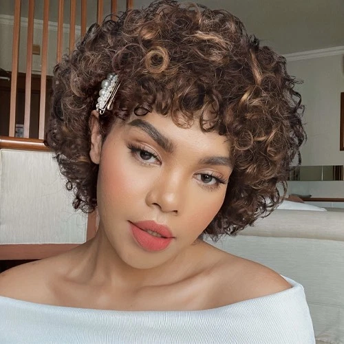 Short And Loose Curly Hair, Non-toxic Wig, Elastic Curly Hair, Curly Bangs,  Ful - Image 3 of 3