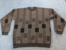 Megalos Sweater 2XLT Brown And Black 80s Made In USA Vintage Grandpa Core Ribbed