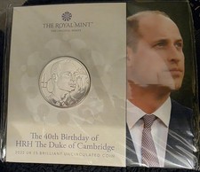 2022 40th Birthday of HRH Duke of Cambridge UK £5 Coin Royal Mint BUNC state
