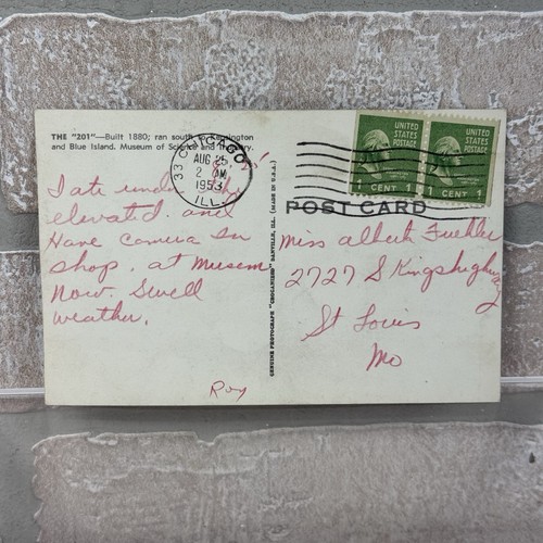 RPPC Illinois Central Railroad locomotiva a vapore cartolina d'epoca pubblicata 1953 - Foto 2 di 13