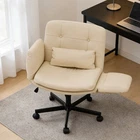 Home Office Chair Swivel Criss Cross Chair with Wheels & 5-Level Adjustable Arms
