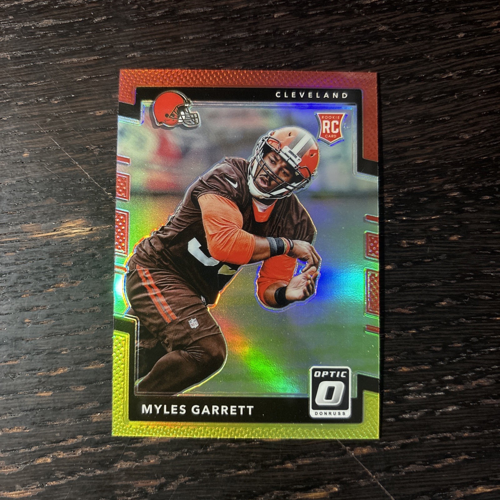 Myles Garrett 2017 Donruss Optic Red Yellow Prizm SP Browns Rookie Card (RC) 106