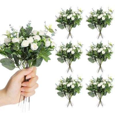 Set of 6 Bridesmaid Bouquets for Wedding, 6 White Roses Bouquets, and 155 Pcs...