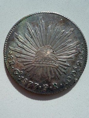 1877 Mexico Go FR Guanajuato 8 Reales - Eagle Feathers & Cap Detail!