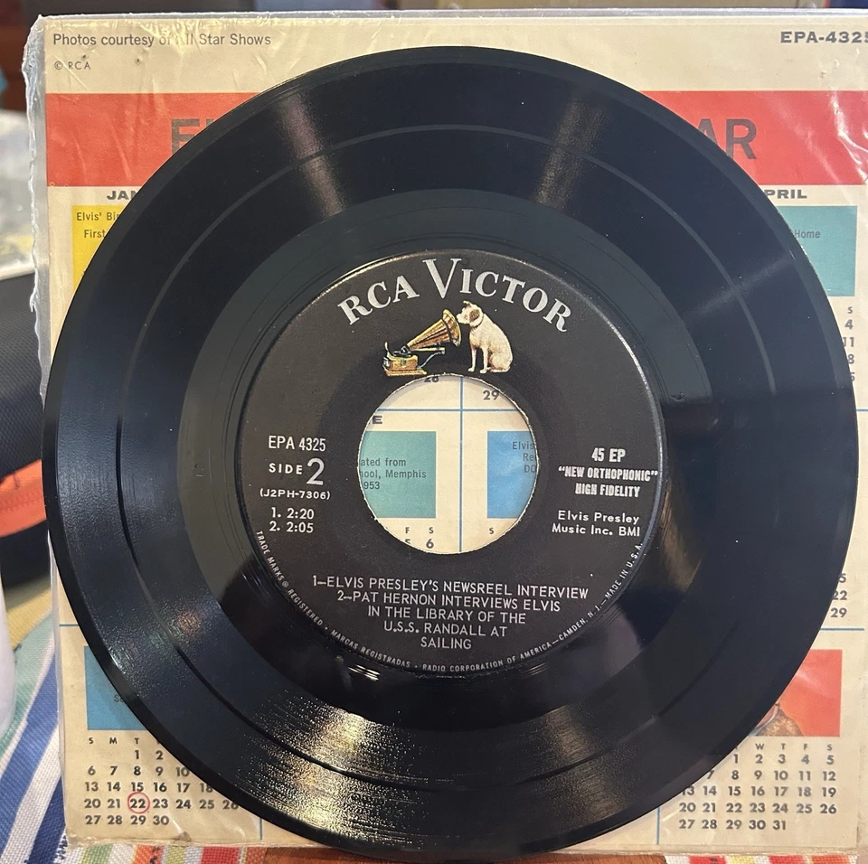 ELVIS PRESLEY 45 EP ELVIS SAILS EPA-4325 SUPER CLEAN Still In Loose Baggy- 1959 - Image 4 of 4