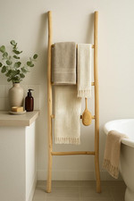 Scaletta Porta Asciugamani Bagno 128X32X3 - Scala Decorativa in Legno - Scaletta