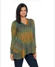 LOGO By Lori Goldstein Size XL New Long Sleeve Ombre Tunic Sweater