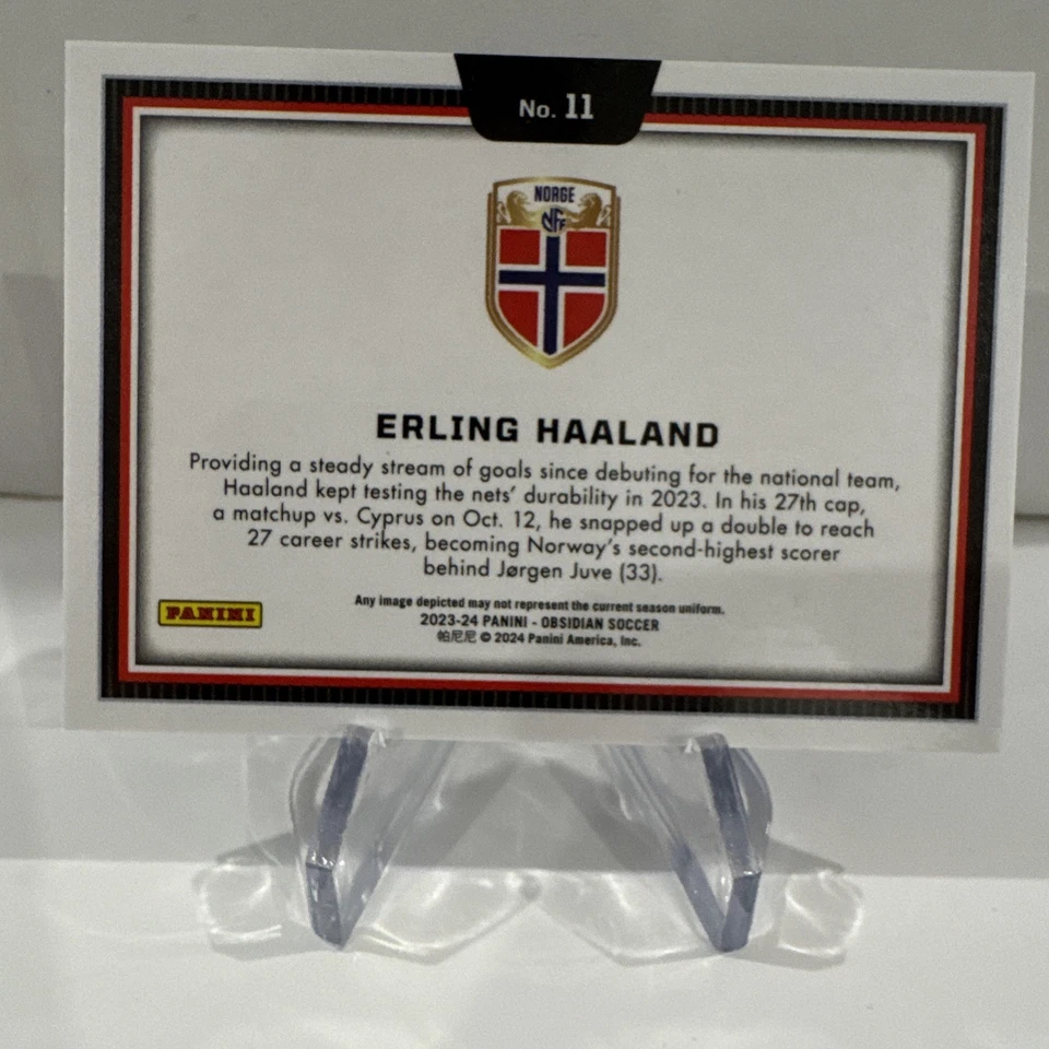 2023-24 Panini Obsidian Soccer Black Color Blast #7 Erling Haaland SSP Norway - Image 2 of 2