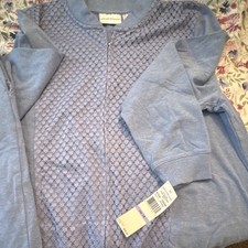 Alfred Dunner Blue 2-Piece Zip Jacket Pants Set Lace Cotton size 18