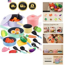 Kids Play Kitchen Accessories - Complete Cooking Toy Set with Pots, Pans  Ut...
