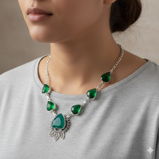 Chrome Diopside Gemstone 925 Sterling Silver Handmade Jewelry Necklace 18" S410