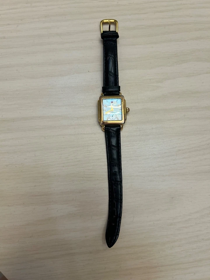 MICHELE MW06V00A9046 Gold Deco Diamond Dial Chronograph Ladies Watch 18 DIAMONDS - Image 3 of 4