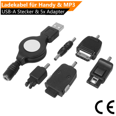 Handyladekabel USB A Stecker 5x Adapter für Handy Motorola, Nokia, Sony Ericsson