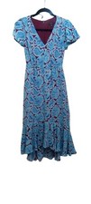 J. Crew Long Dress Floral. Light Blue and Red Wine. Size 00.Used. C1-11